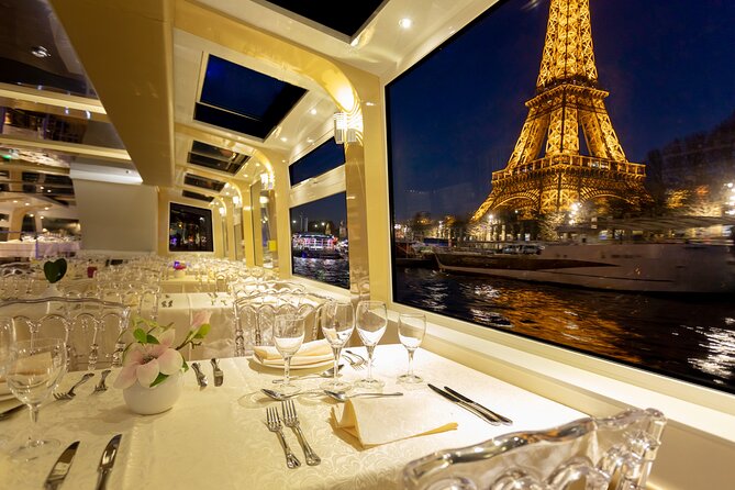 Dinner Cruise Prestige Check-out from the Eiffel Tower - A glass-roof dinner show on the Seine