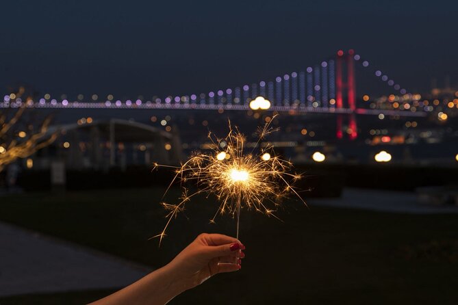 New Year's Eve dinner cruise & party on Bosphorus, Istanbul 2026 - Night sailing on the Bosphorus: bridges, palaces, and the two-continent glow